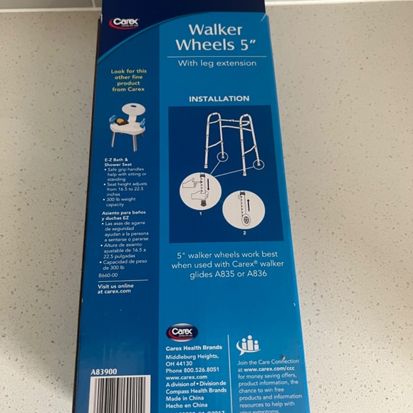 Carex Walker Wheels With Leg Extensions (2)--Size 5" - Picture 4 of 7